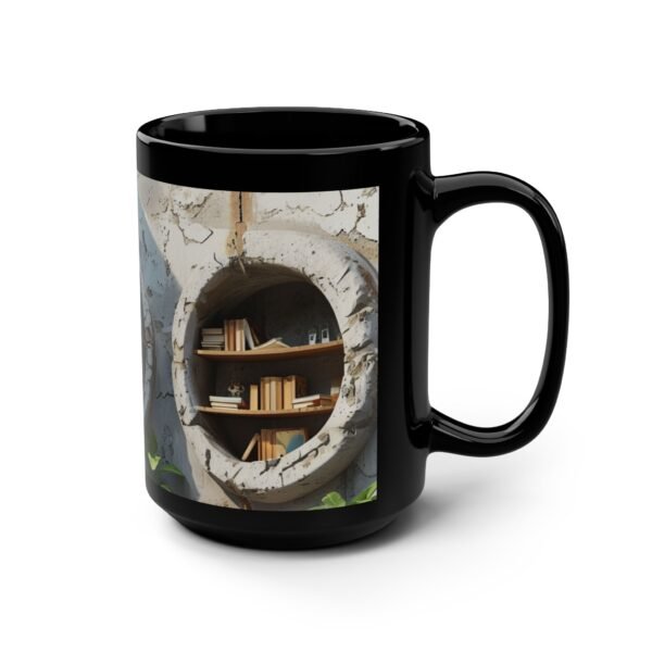 Cozy Home Library Black Mug – 15oz Coffee Cup for Book Lovers - Image 2