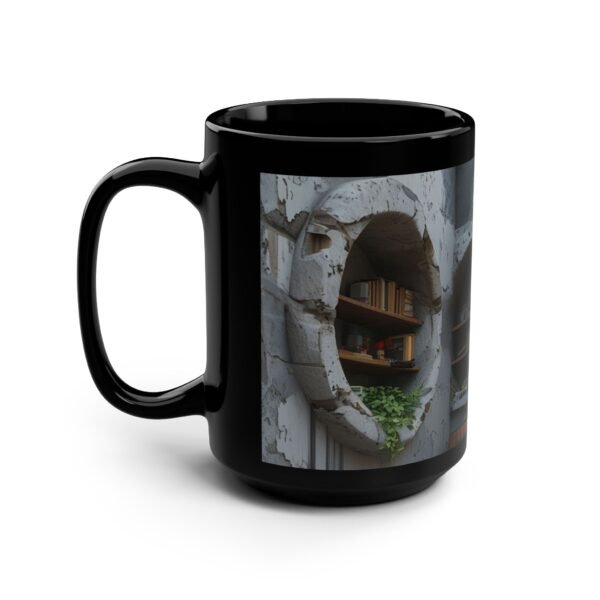 Cozy Home Library Black Mug – 15oz Coffee Cup for Book Lovers - Image 4