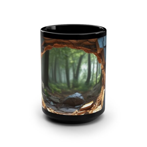 Mystical Forest Escape Black Mug – 15oz Nature-Inspired - Image 2