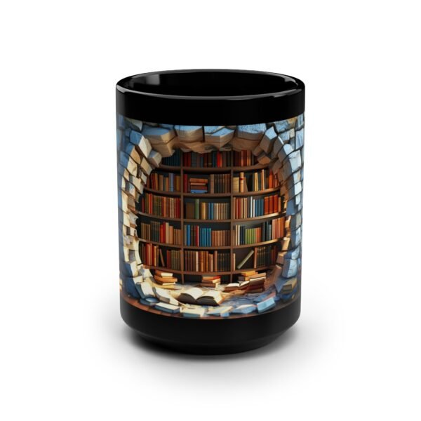 Cozy Bookshelf Black Mug – 15oz for Book Lovers