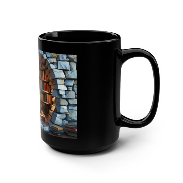 Cozy Bookshelf Black Mug – 15oz for Book Lovers - Image 2