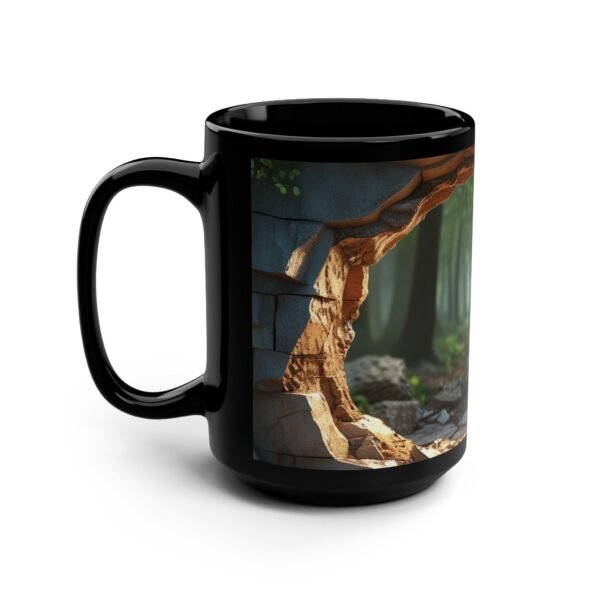 Mystical Forest Escape Black Mug – 15oz Nature-Inspired