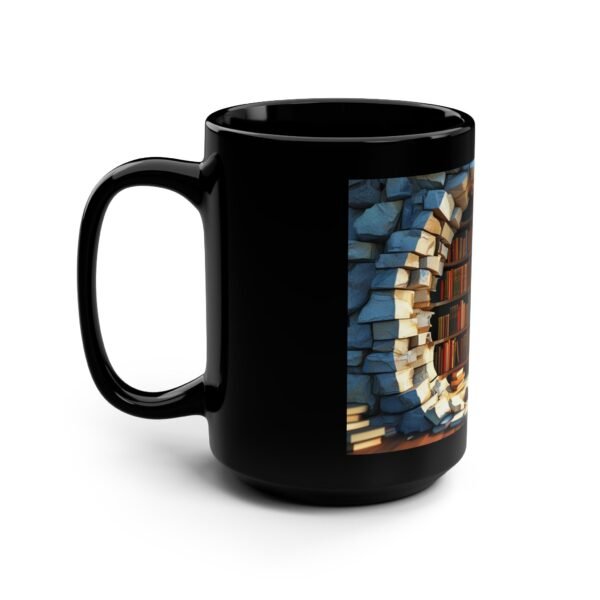 Cozy Bookshelf Black Mug – 15oz for Book Lovers - Image 4