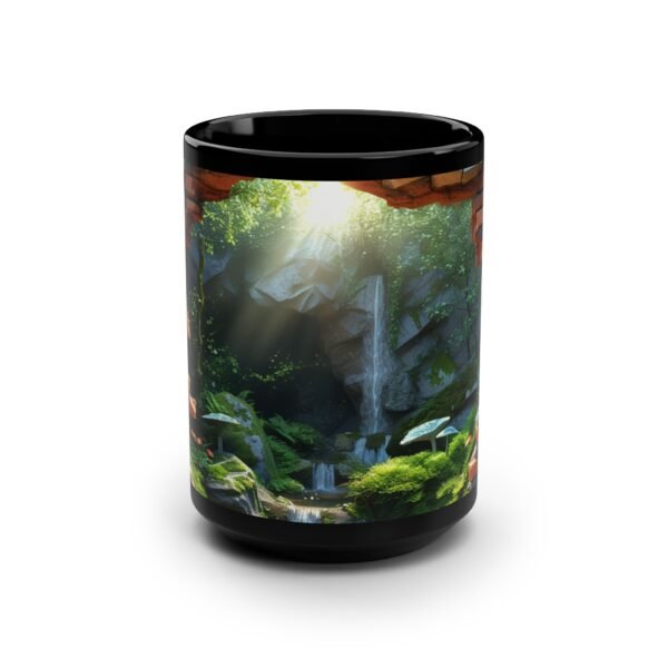 Serene Forest Escape Black Nature-Inspired Coffee Cup