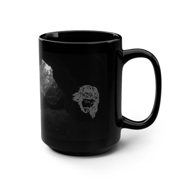 Inspirational Religious Black Mug - 15oz Coffee Cup with Cross and Floral Design for Faith Lovers - Image 4