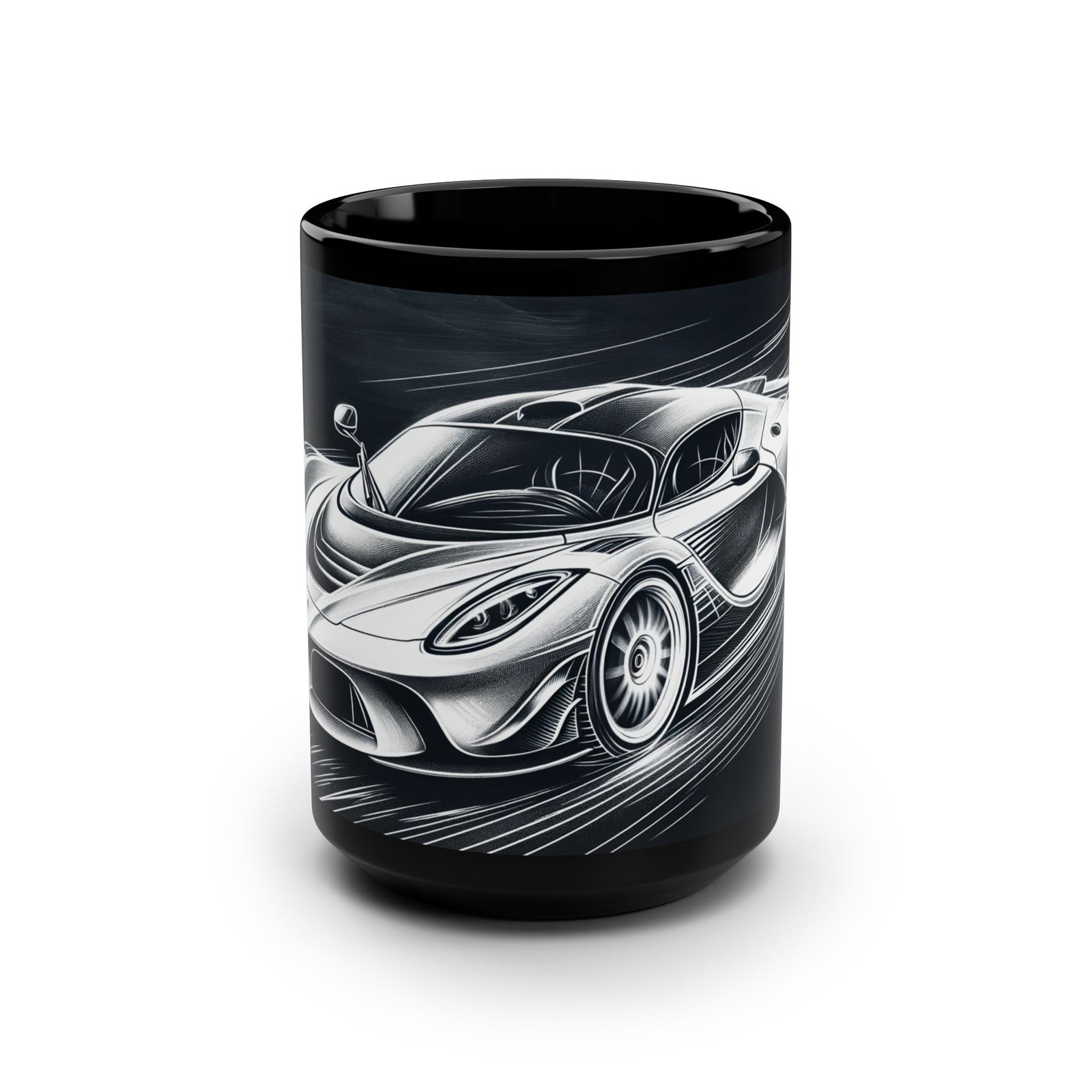 Racing-Themed Black Mug – 15oz Automotive Coffee Cup
