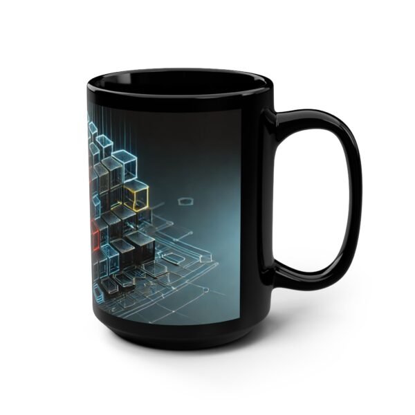 Futuristic Geometric Black Mug – 15oz Tech Enthusiasts - Image 2