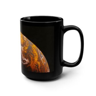 Cosmic Vibe Black Mug – 15oz Planetary Ceramic Drinkware - Image 2