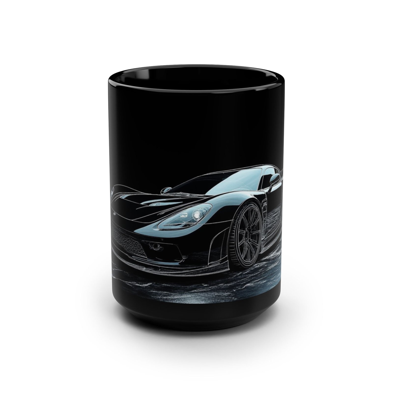 Stylish Sports Car Mug – 15oz Sleek Black Coffee Cup
