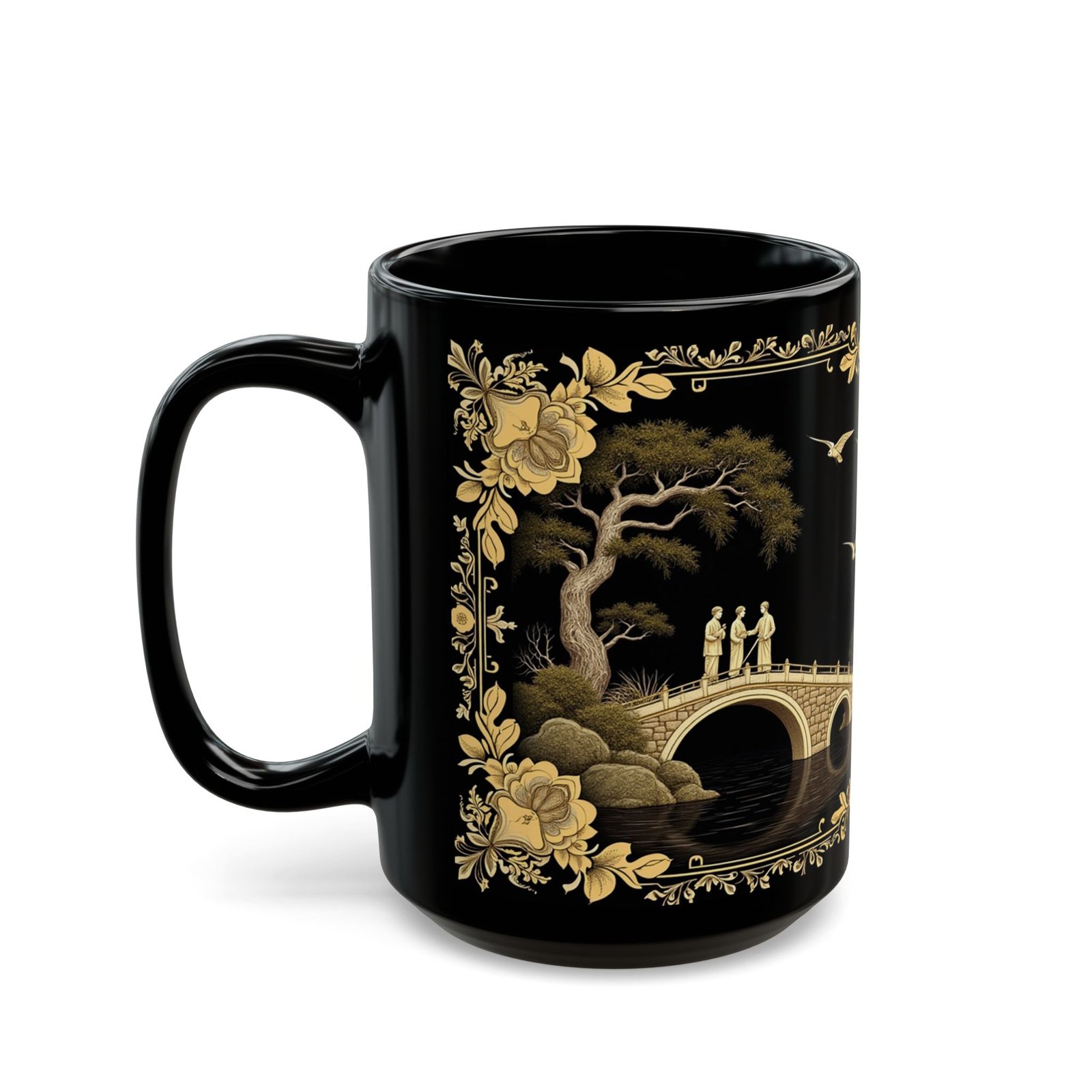 Gold Willow Black Ceramic Mug | Elegant Tea & Coffee Cup - Image 7