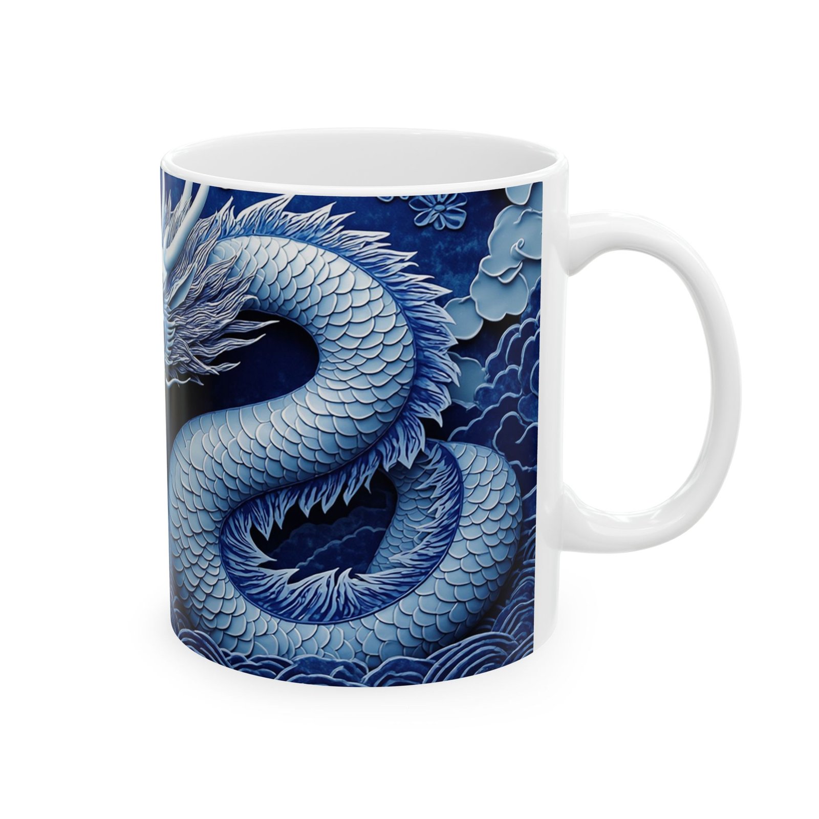Chinese Blue and White Ceramic Mug (11oz & 15oz) | Inspired by Ming & Qing Designs - Image 4