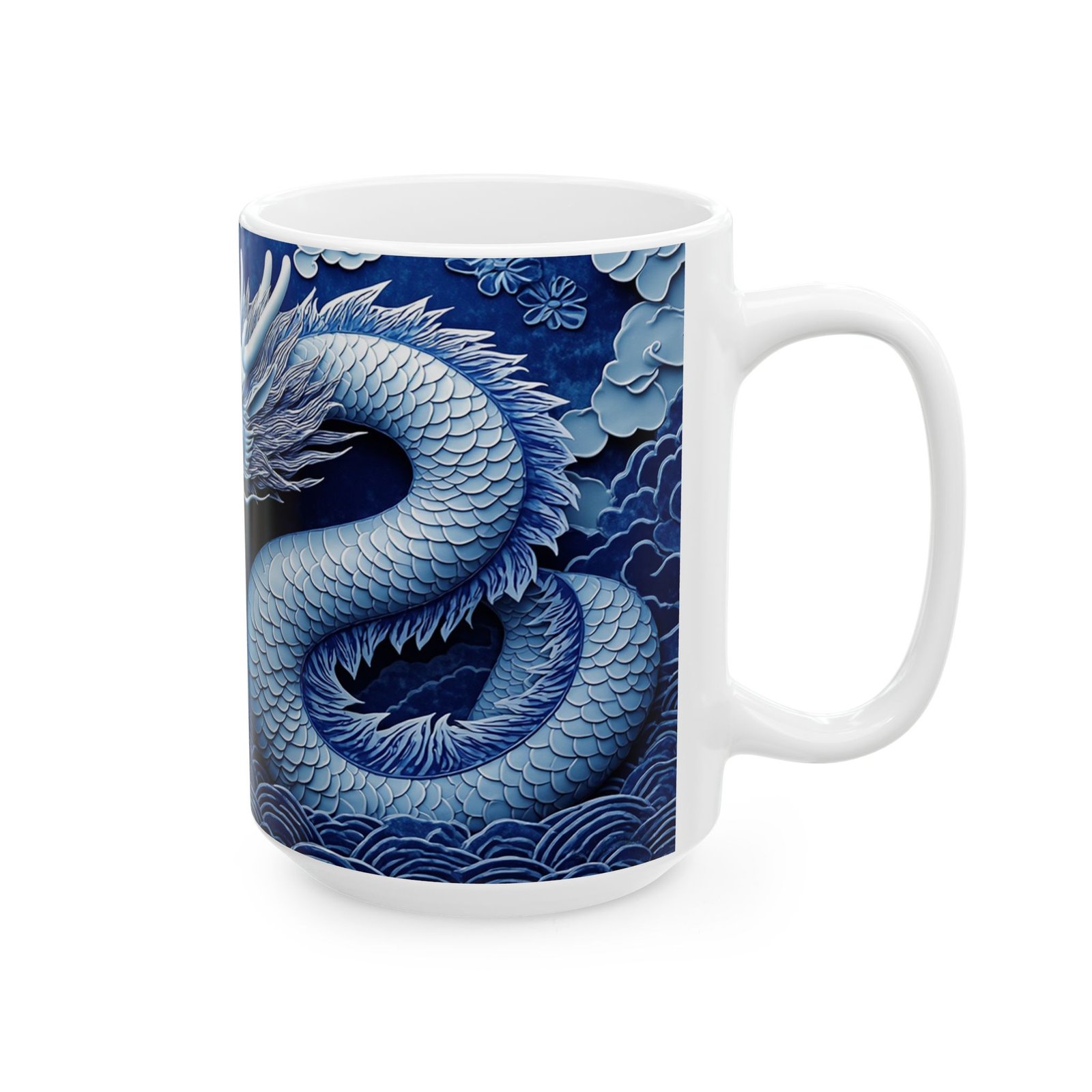 Chinese Blue and White Ceramic Mug (11oz & 15oz) | Inspired by Ming & Qing Designs - Image 8