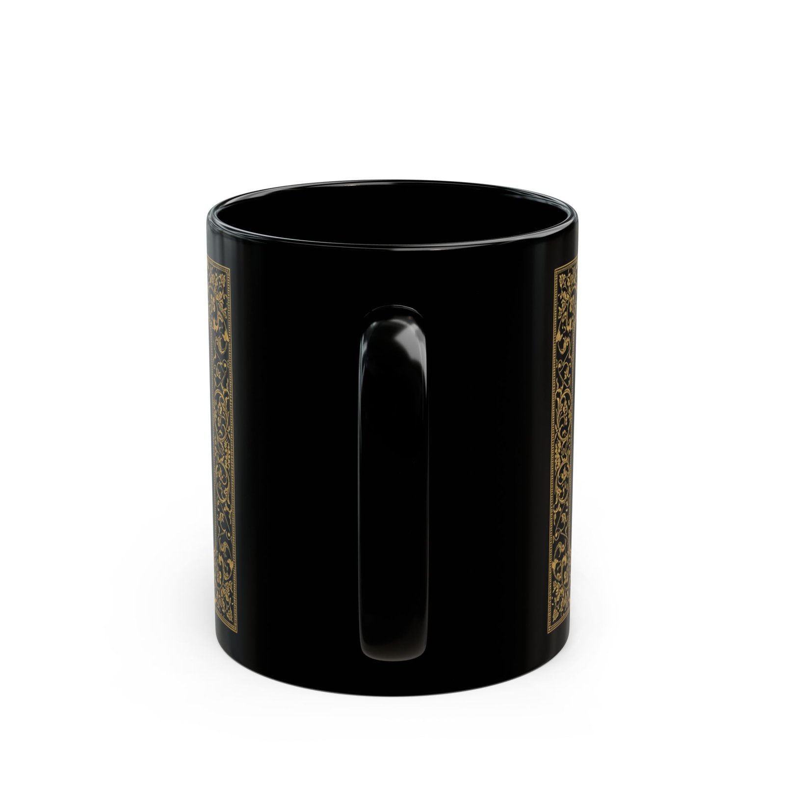 Gold Willow Style Black Mug – Elegant Asian Landscape & Vintage Ceramic Tea Cup - Image 4