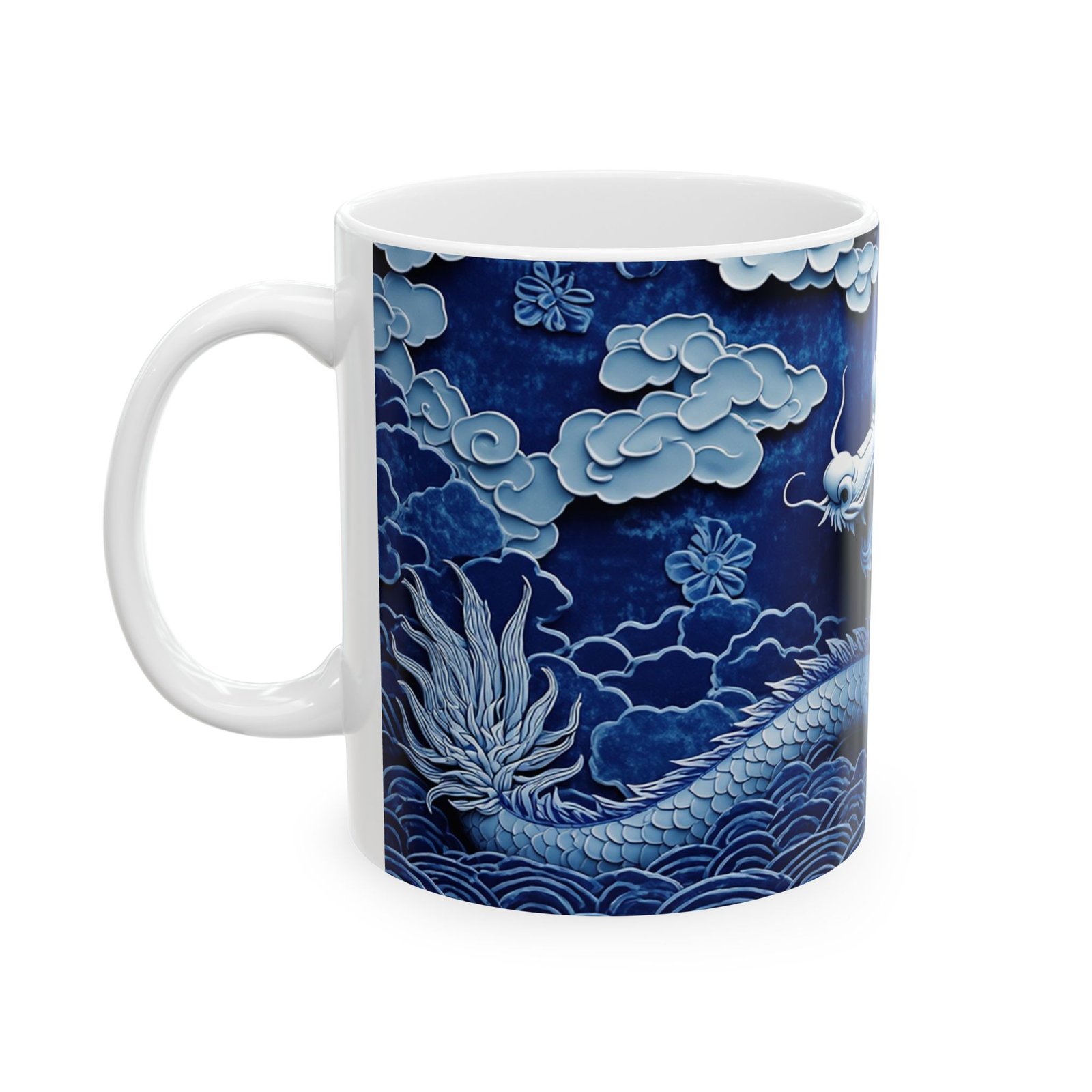 Chinese Blue and White Ceramic Mug (11oz & 15oz) | Inspired by Ming & Qing Designs - Image 3