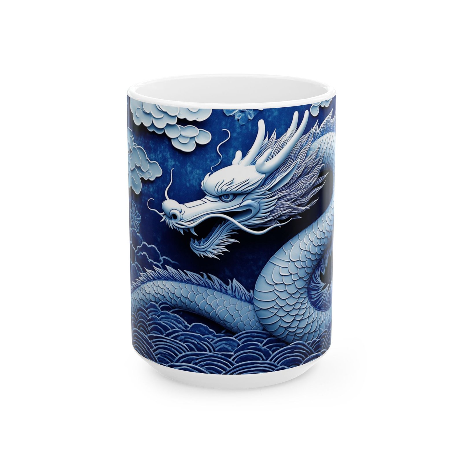Chinese Blue and White Ceramic Mug (11oz & 15oz) | Inspired by Ming & Qing Designs - Image 5
