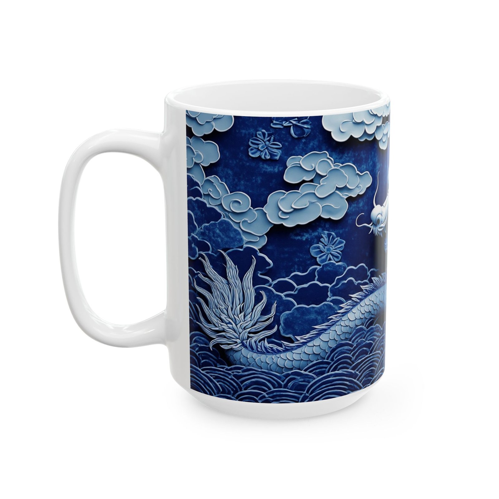 Chinese Blue and White Ceramic Mug (11oz & 15oz) | Inspired by Ming & Qing Designs - Image 7