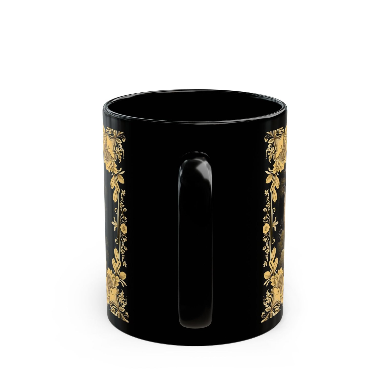 Gold Willow Black Ceramic Mug | Elegant Tea & Coffee Cup - Image 4