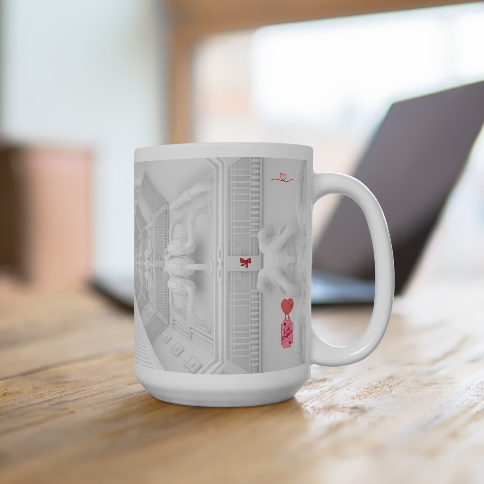 Space-Themed 15oz Mug - 'I Love You' Design for Sci-Fi Lovers - Image 2
