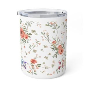 Custom Name Wildflower Mug | Personalized Floral Coffee Cup | 10oz Insulated Cottagecore Gift | Vintage Botanical Tea Mug for Her