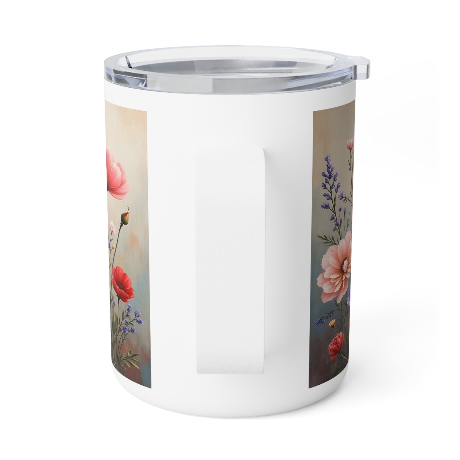 Elegant Floral Insulated Coffee Mug | 10oz Stainless Steel Mug | Vintage Botanical Art Travel Cup | Boho Wildflower Aesthetic Drinkware - Image 2