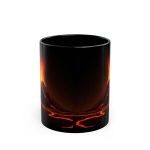 Volcanic Eruption Black Mug | Unique Coffee Cup for Nature Lovers | Gift for Birthdays, Housewarmings, Christmas, and More
