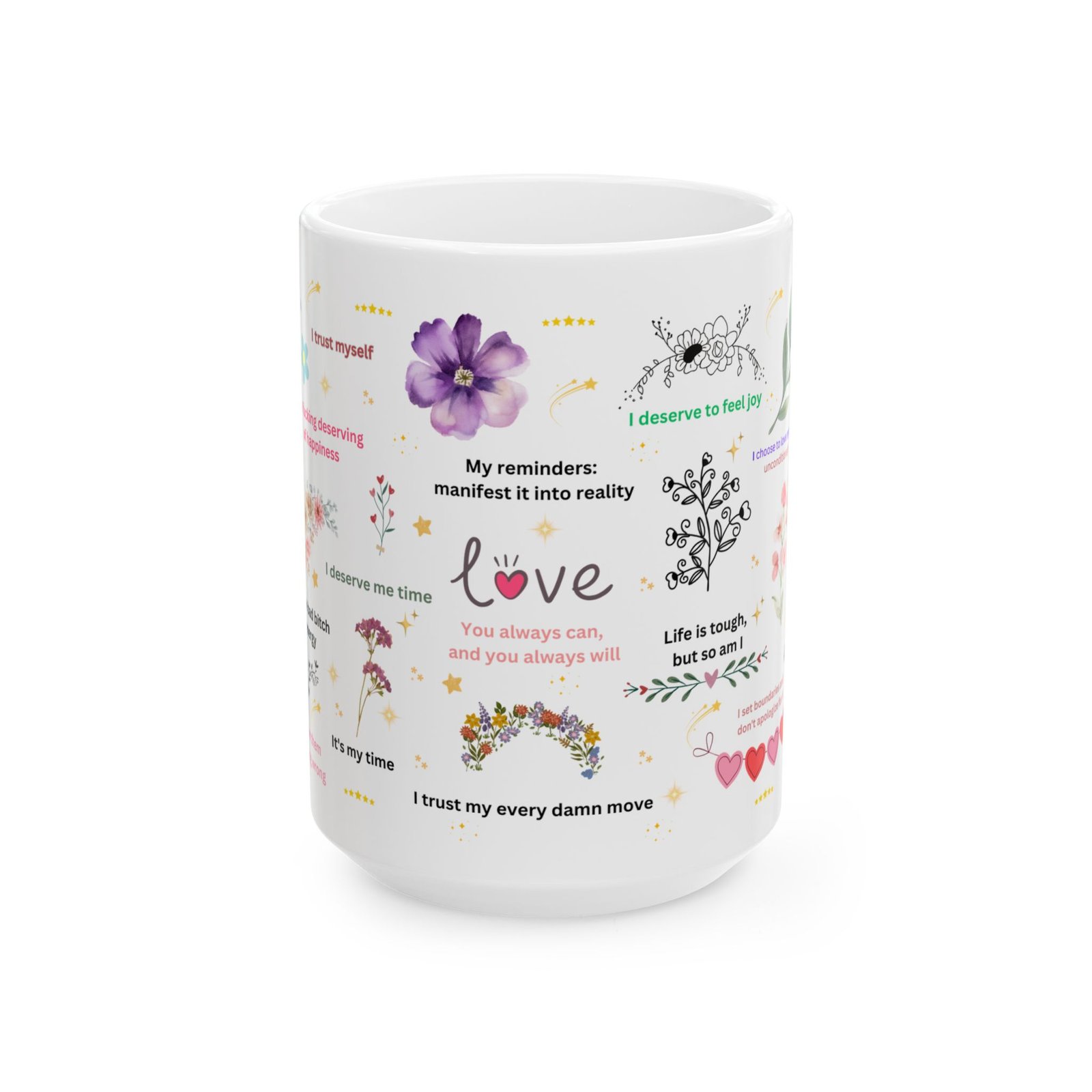 Empowering Mental Health Mug  15oz Daily Affirmations Glass Cup, Perfect Gift for Her or Best Friend - Image 5