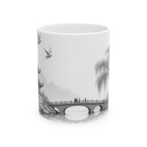 Serene Landscape Ceramic Mug, Scenic Gift, Minimalist Home Decor, Coffee Lover's Mug, Tranquil Artwork, Unique Tea Cup