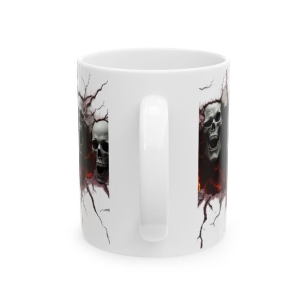 Tears of My Enemies Skull Mug | Unique 3D Cracked Wall Design Coffee Mug | 11oz and 15oz Sizes | Glossy Finish - Image 2