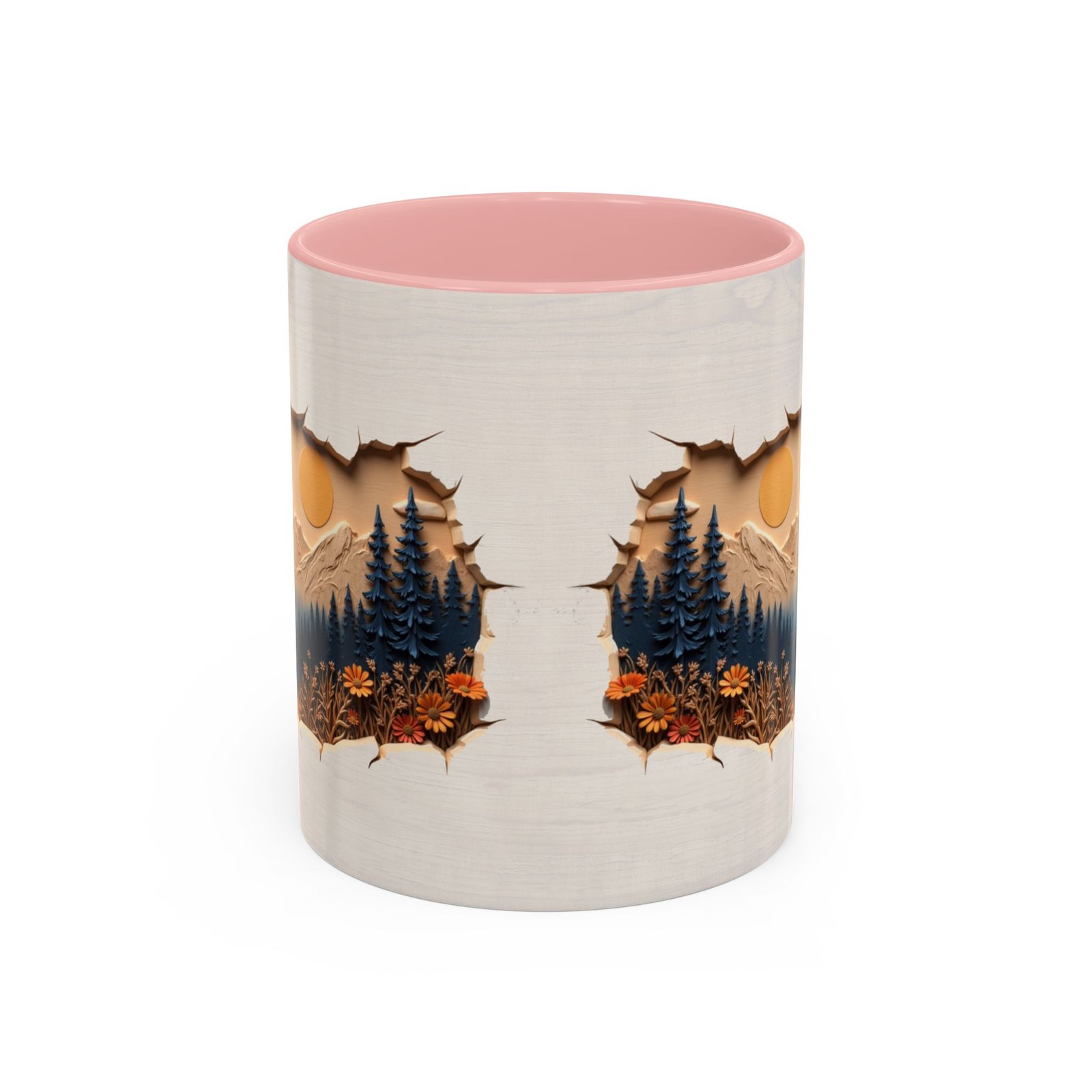 Rustic Wood Effect Mug with Mountain and Pine Tree Design | Wilderness Lover Tea Mug | Cabin Decor | Perfect Vacation Home Gift - Image 9