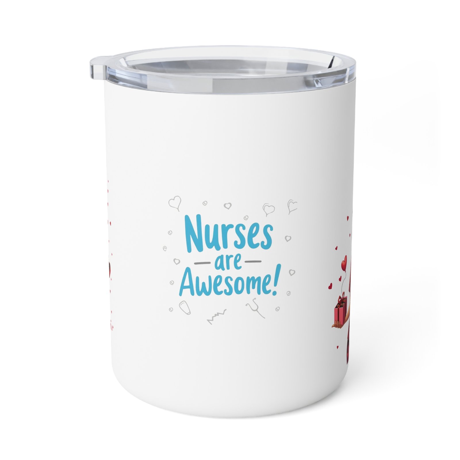 Nurse Appreciation Insulated Coffee Mug, Perfect Gift for Nurses, Heartwarming Design, 10oz Travel Cup, Healthcare Gifts, Nurse Life