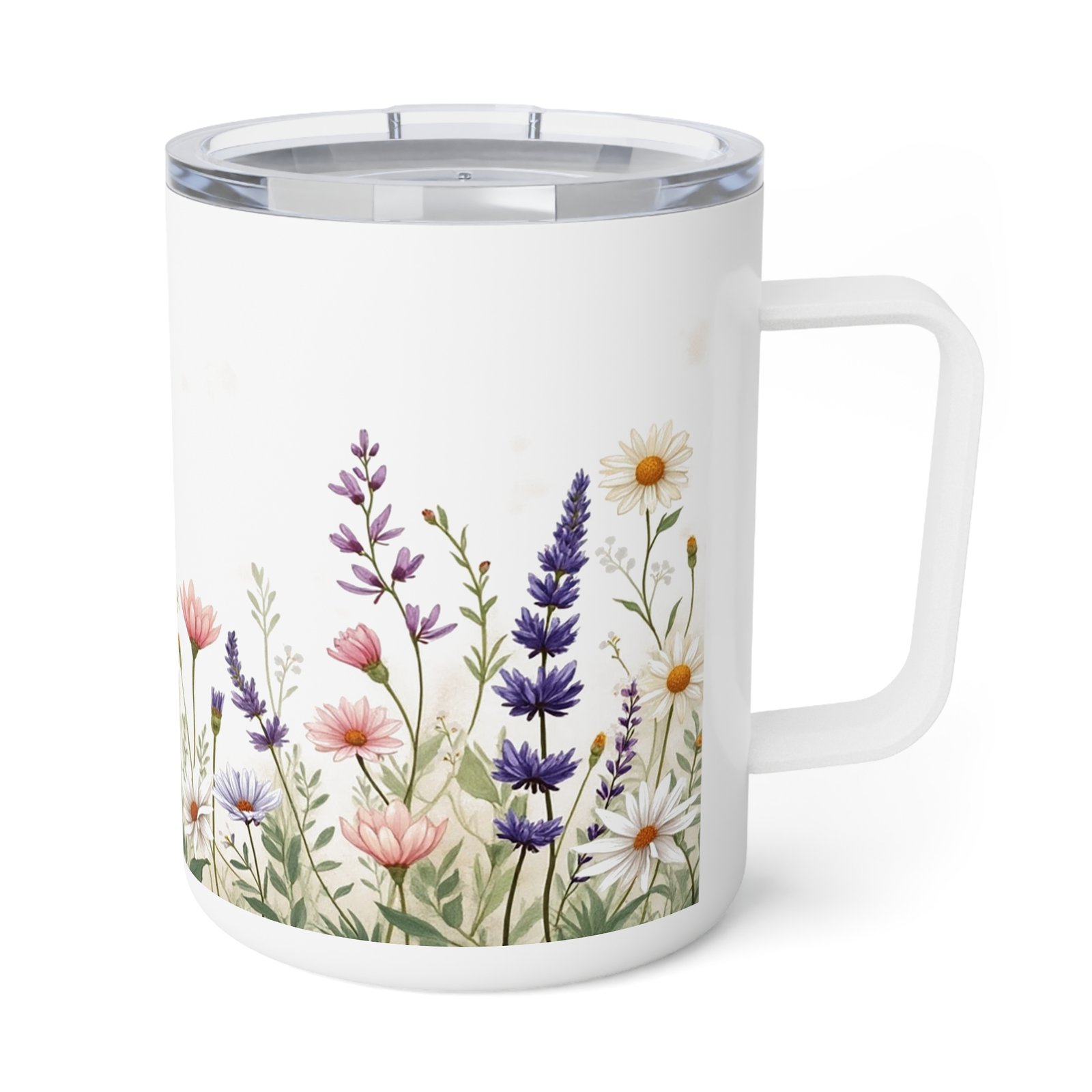 Elegant Vintage Floral Coffee Mug | 10oz Insulated Stainless Steel Mug | Botanical Wildflower Drinkware | Cottagecore Tea Cup Gift - Image 4