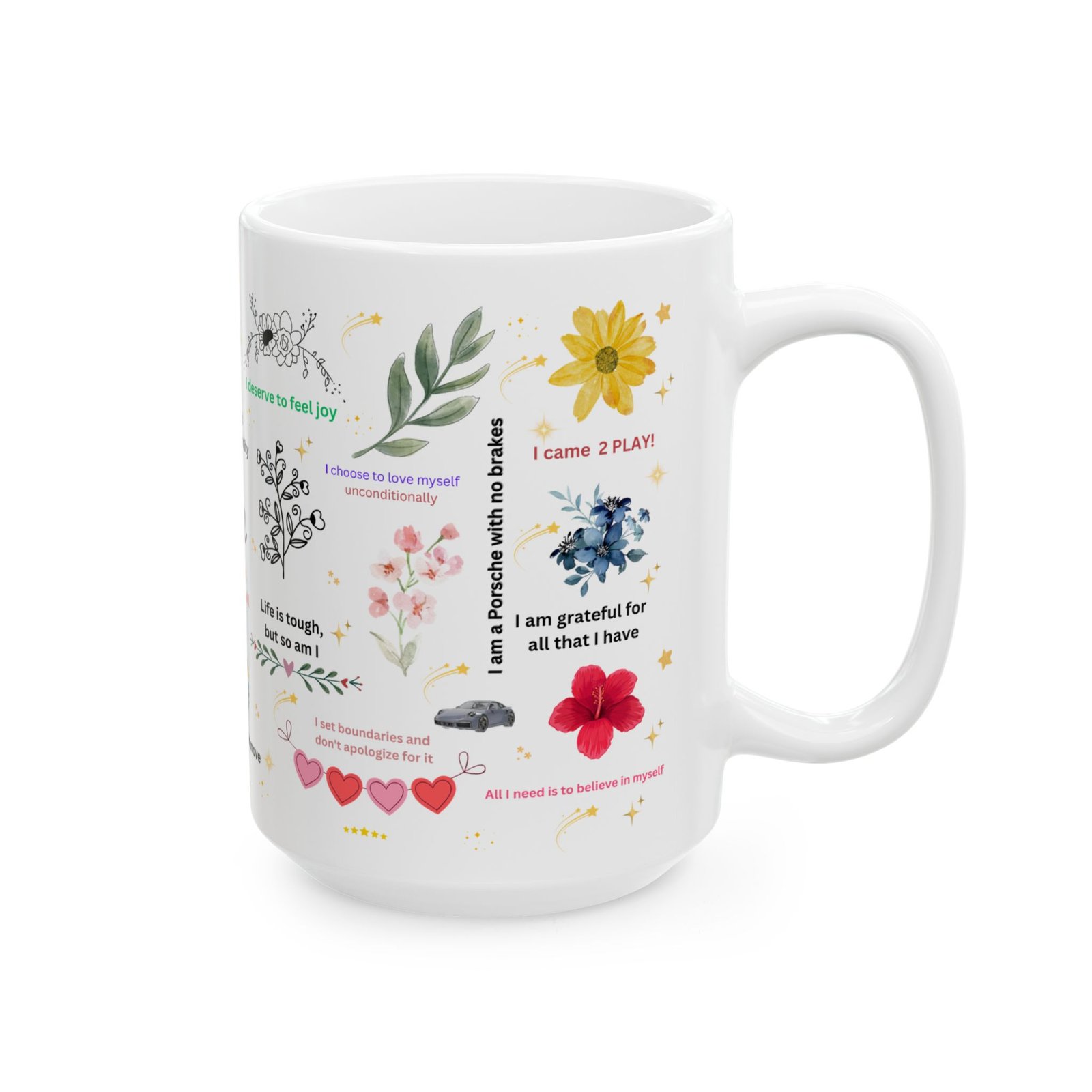 Empowering Mental Health Mug  15oz Daily Affirmations Glass Cup, Perfect Gift for Her or Best Friend - Image 8