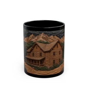 Rustic Cabin Mug  Mountain and Pine Tree Coffee Cup, Starry Night Scene, Nature Lover Gift, Farmhouse Decor, 11oz-15oz