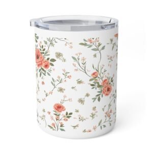 Vintage Wildflower Insulated Coffee Mug | 10oz Stainless Steel Travel Cup | Botanical Floral Tea Mug | Elegant Cottagecore Drinkware