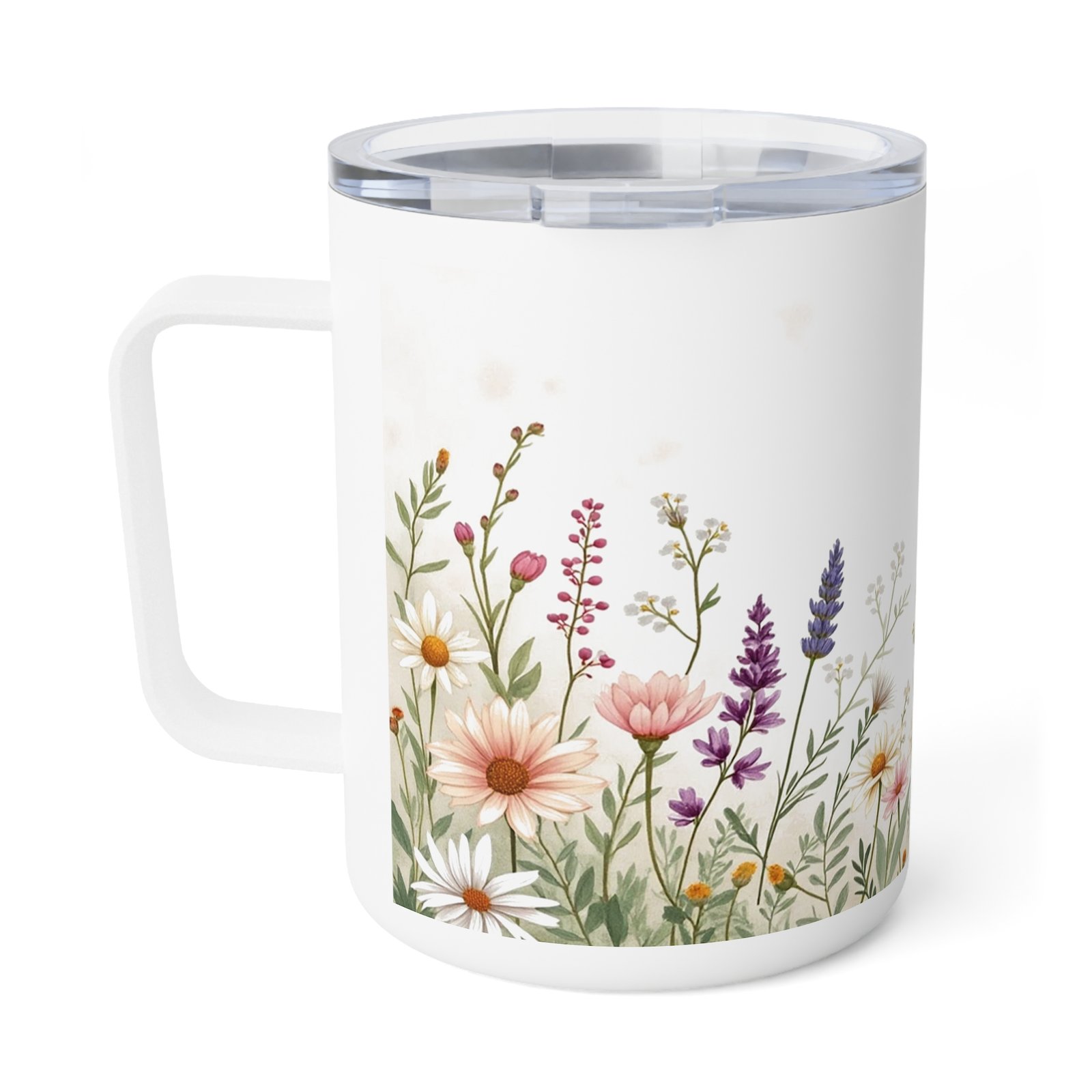 Elegant Vintage Floral Coffee Mug | 10oz Insulated Stainless Steel Mug | Botanical Wildflower Drinkware | Cottagecore Tea Cup Gift - Image 3