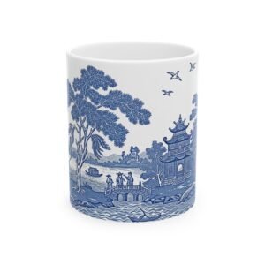 Blue Willow Ceramic Mug | Timeless Blue and White Porcelain Coffee Cup | Vintage-Inspired Drinkware for Tea and Coffee Lovers